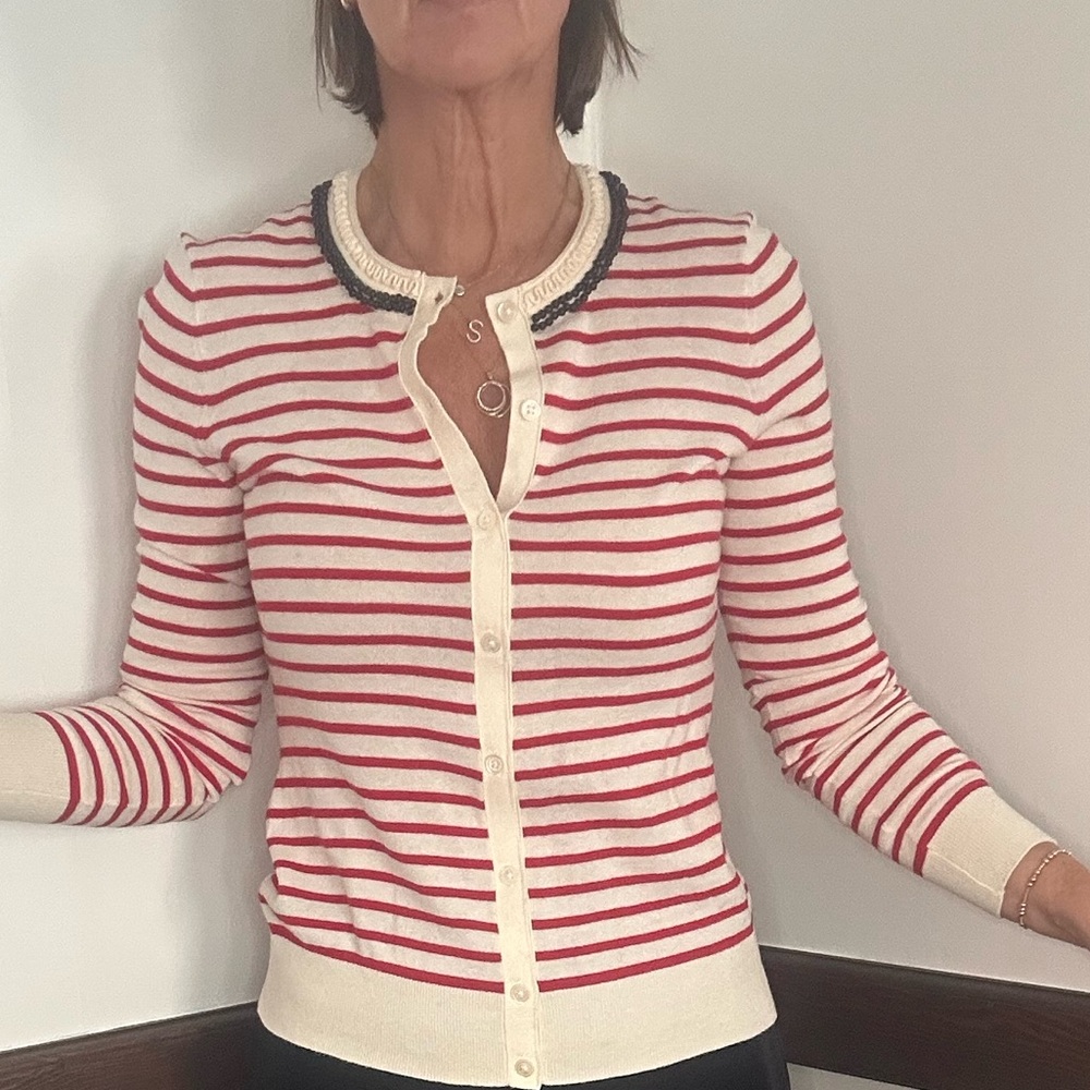 Banana Republic Striped Red and Cream Top